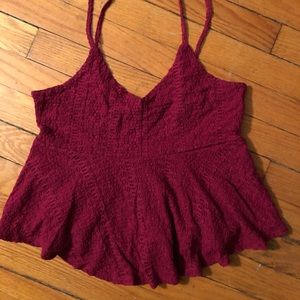 garage peplum maroon top